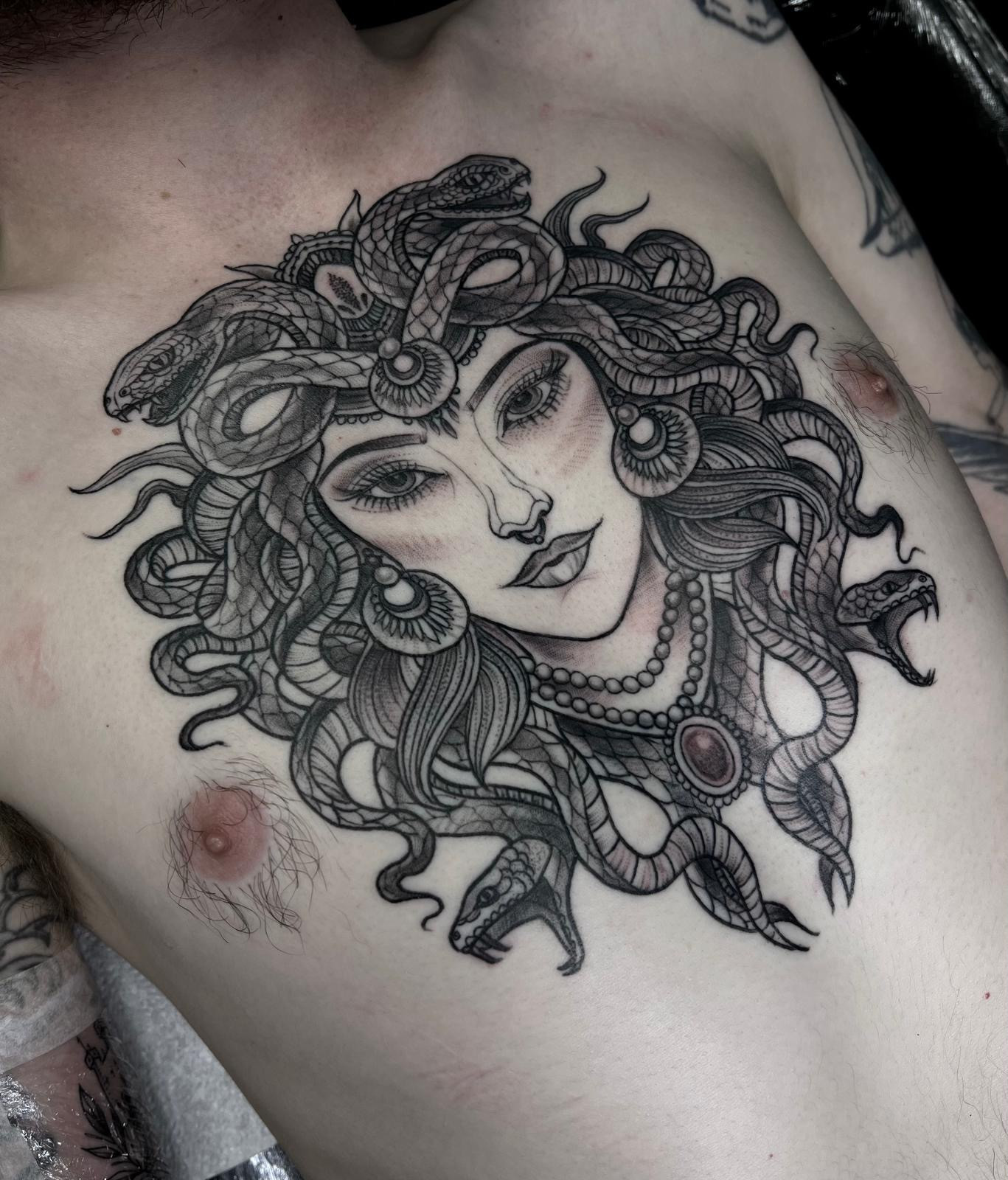 chest medusa tattoo