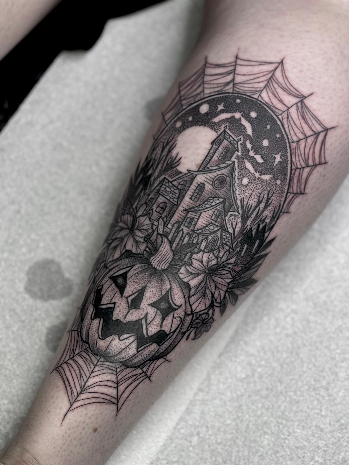 Intricate dotwork tattoo pattern by Laura