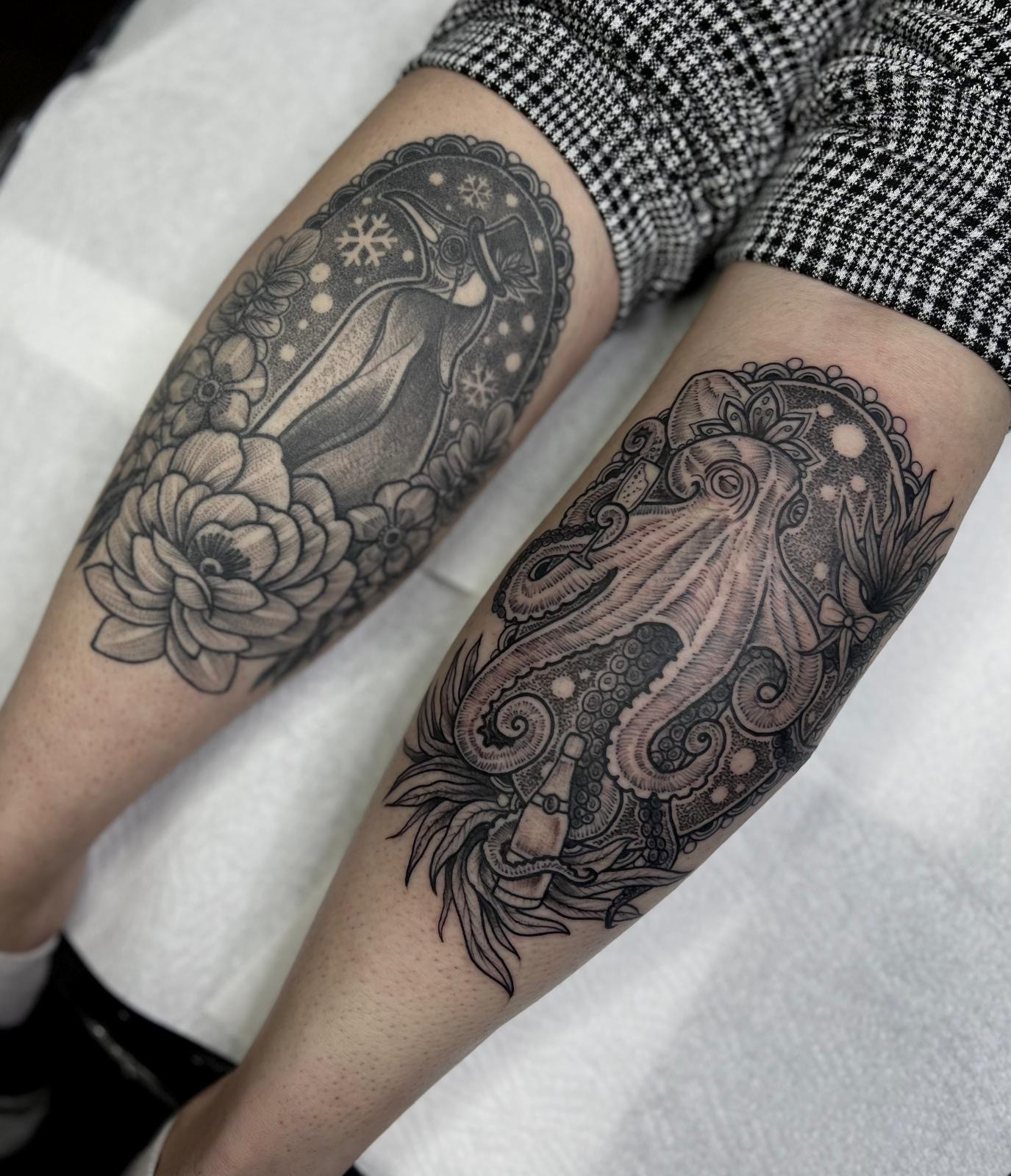 matching animal calf tattoo's